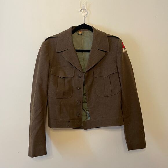 1950s Vintage 38L military jacket wool brown Combat Uniforms Corp. patch 2 - Picture 6 of 12